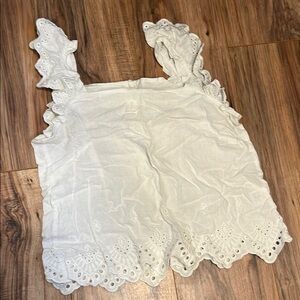 Cream Embellished Flutter Sleeve Tank Top